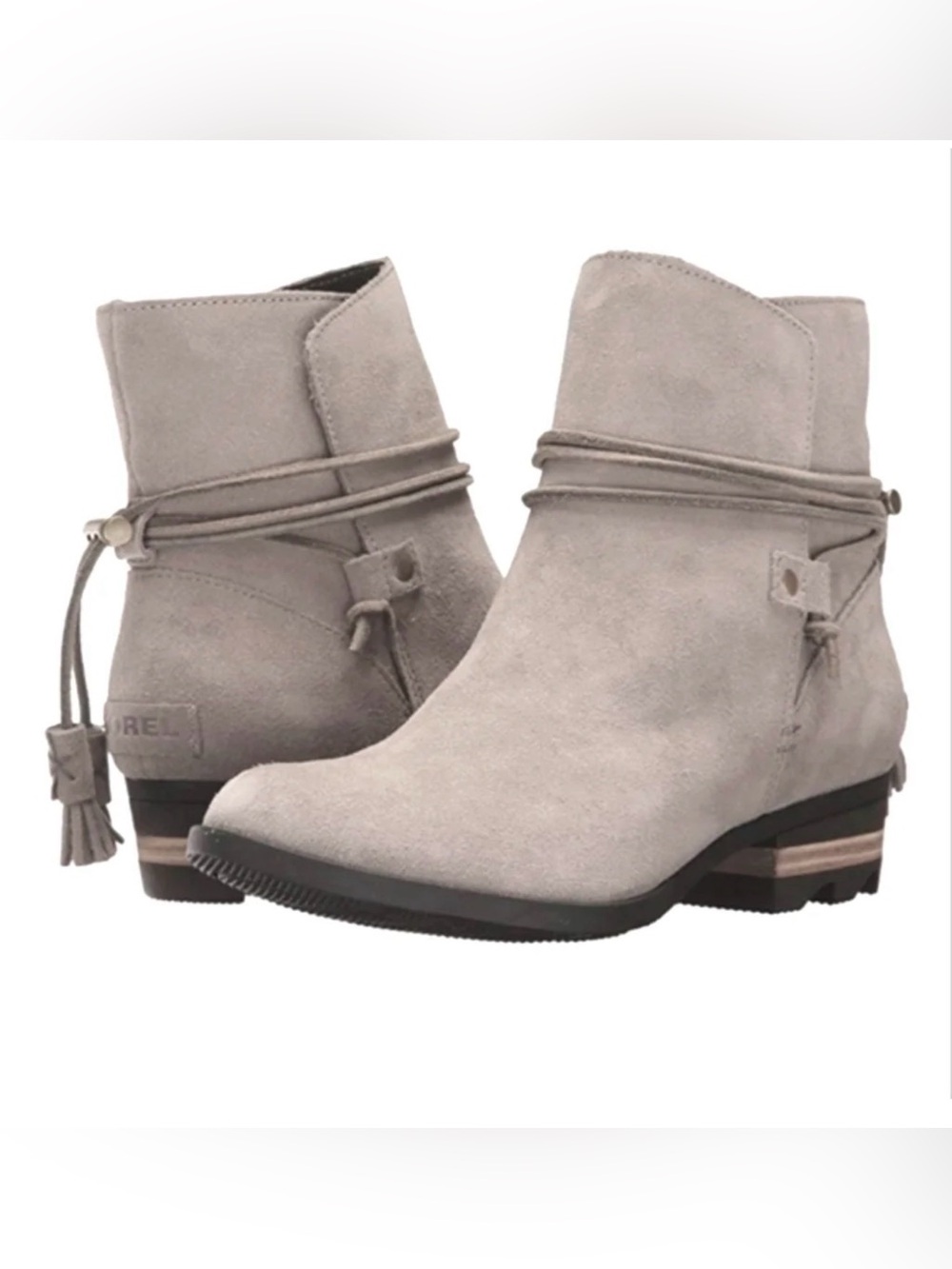 Women’s SOREL Farah short grey suede ankle pull on booties- Size 9.5